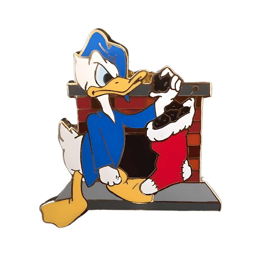 Donald holding coal Disney pin