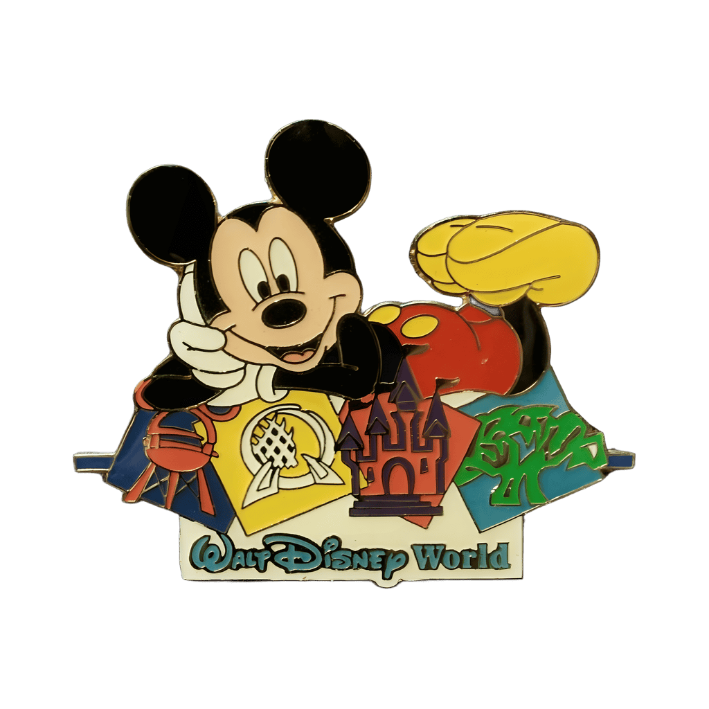 Mickey Mouse Laying on Parks Logos (Brooch Back) Disney pin