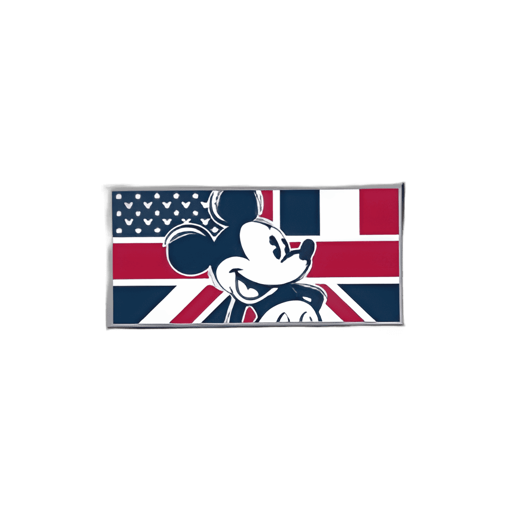 Mickey in Front of Flag Mash-Up - French / American / British Flag (Union Jack) Disney pin