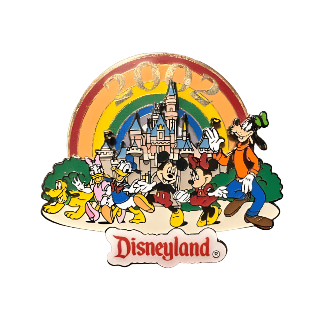 Mickey, Minnie, Donald, Daisy, Pluto and Goofy with Rainbow Disney pin