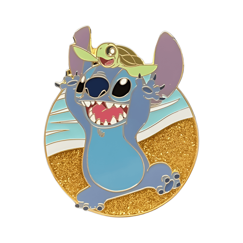 Stitch running with turtle Disney pin