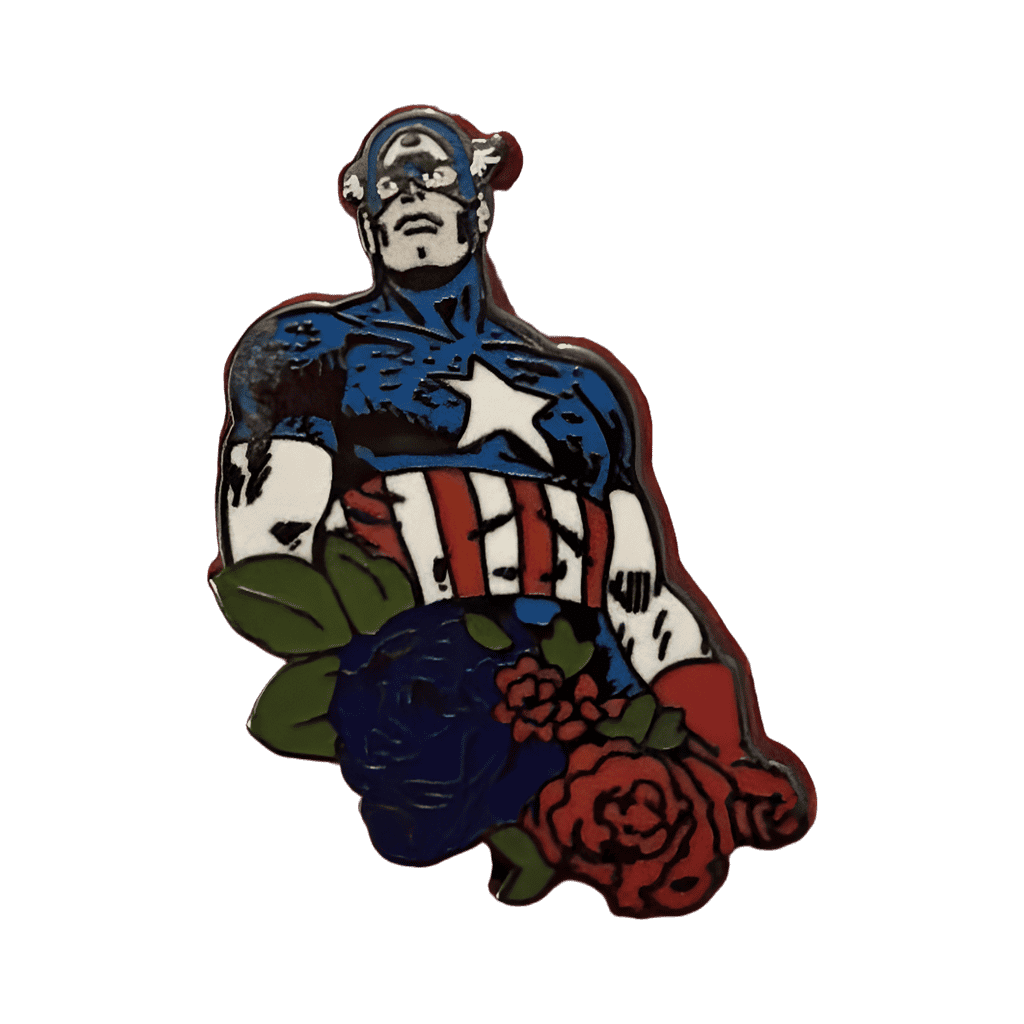 Captain America with Red & Blue Flowers Disney pin