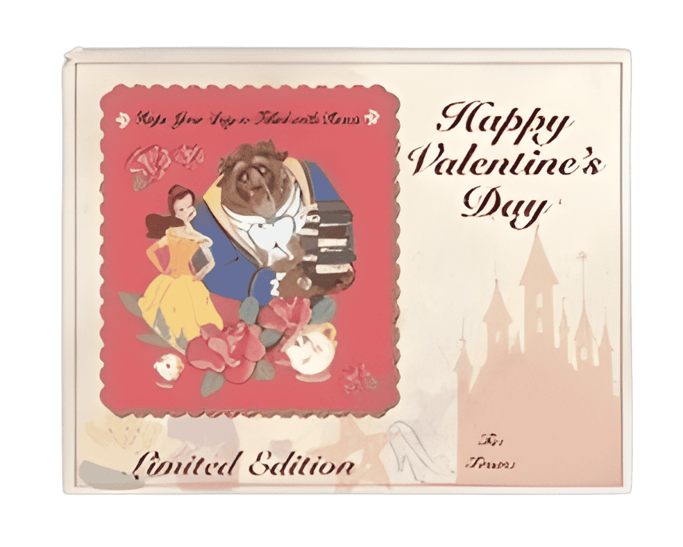 V-Day Card - Belle & Beast Disney pin
