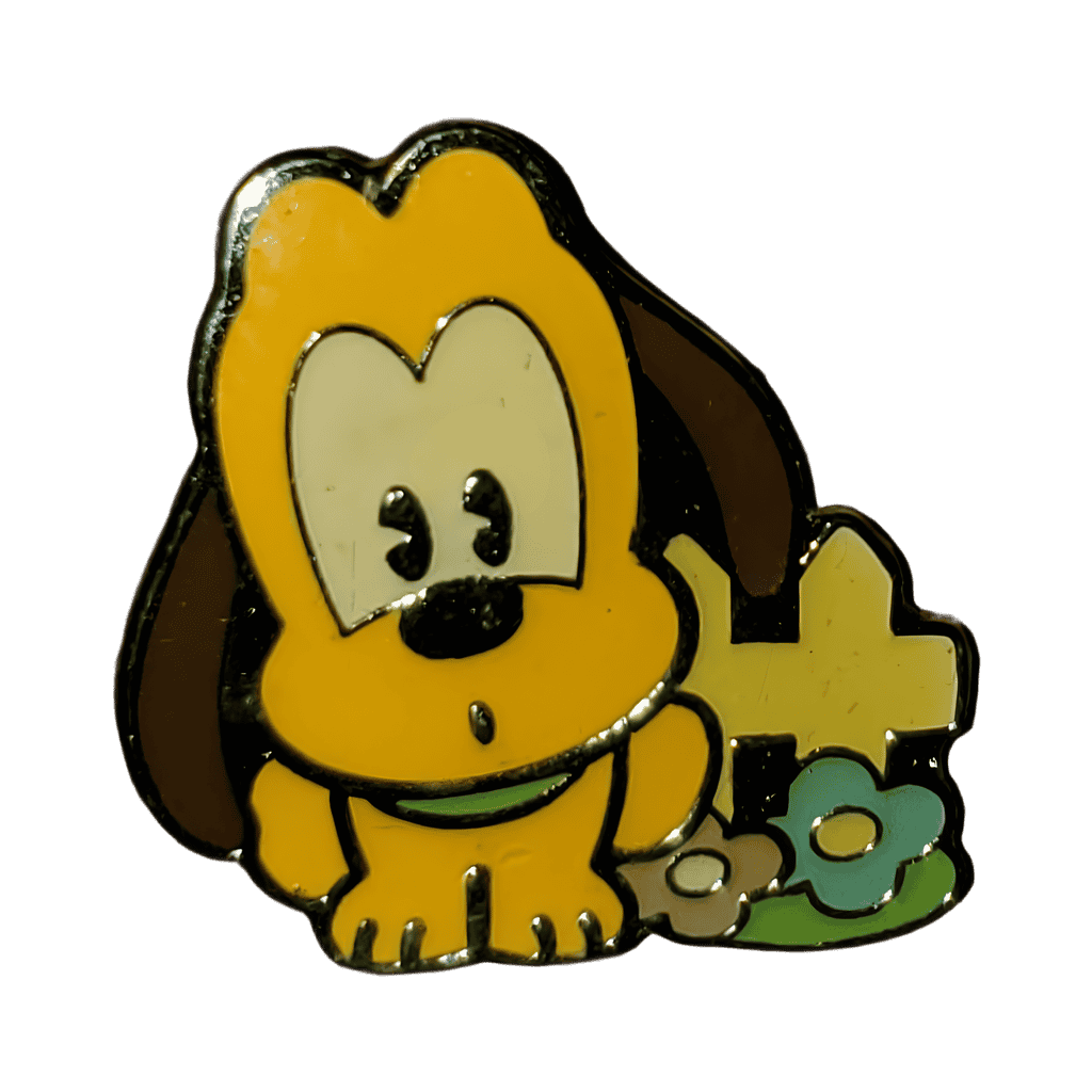 Baby Pluto in front of a fence Disney pin