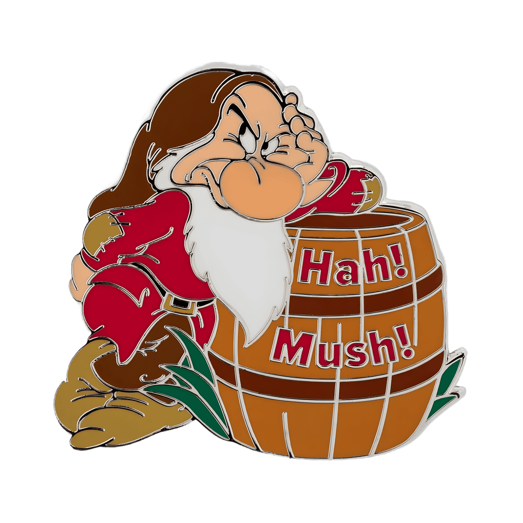 Grumpy Leaning on Barrel "Hah! Mush!" Disney pin