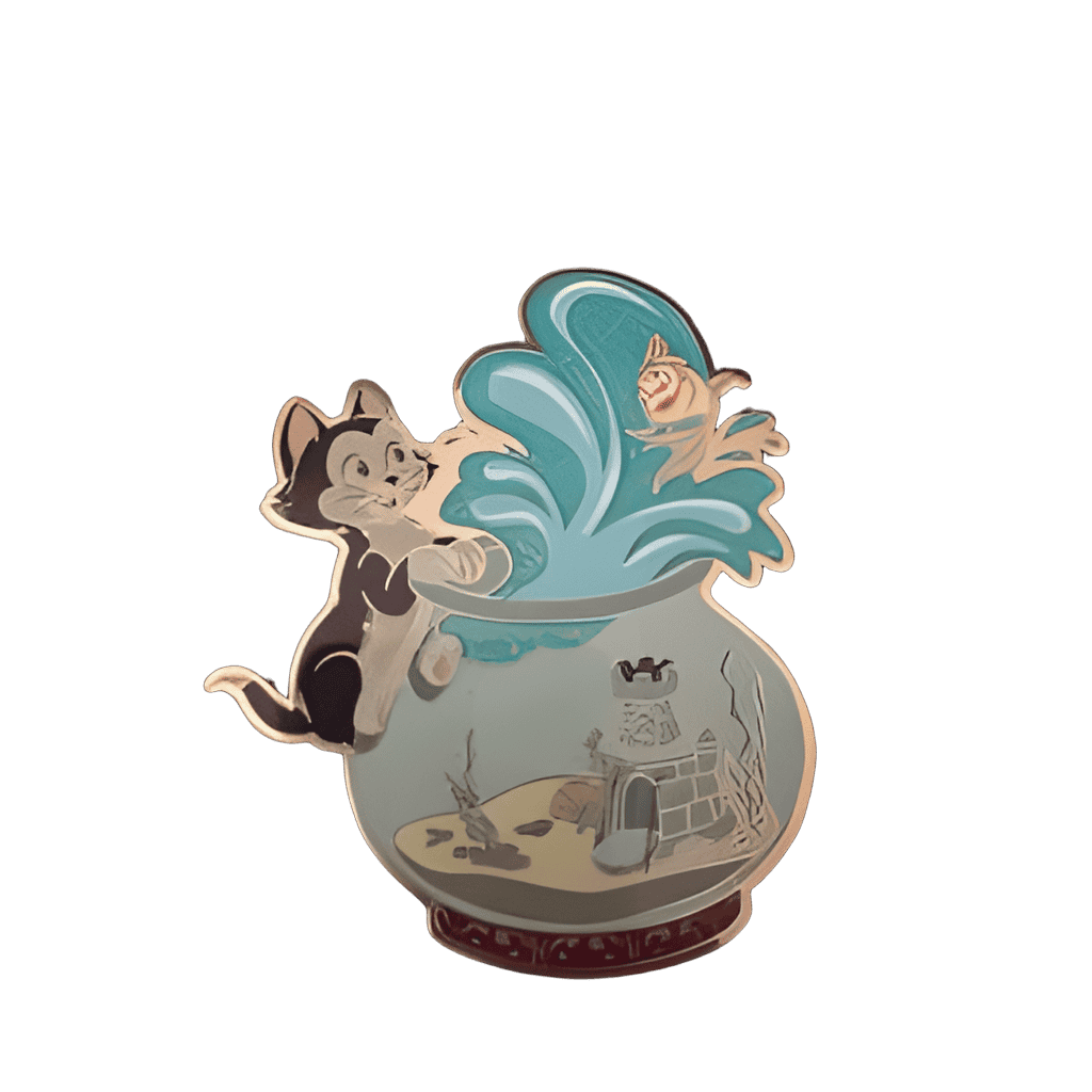 Figaro and Cleo Splashing in Fish Bowl Disney pin