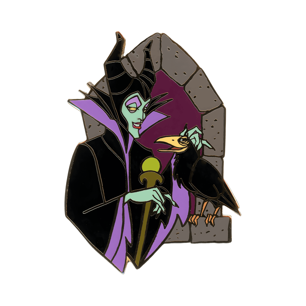 Maleficent and Diablo in a Castle Window Disney pin