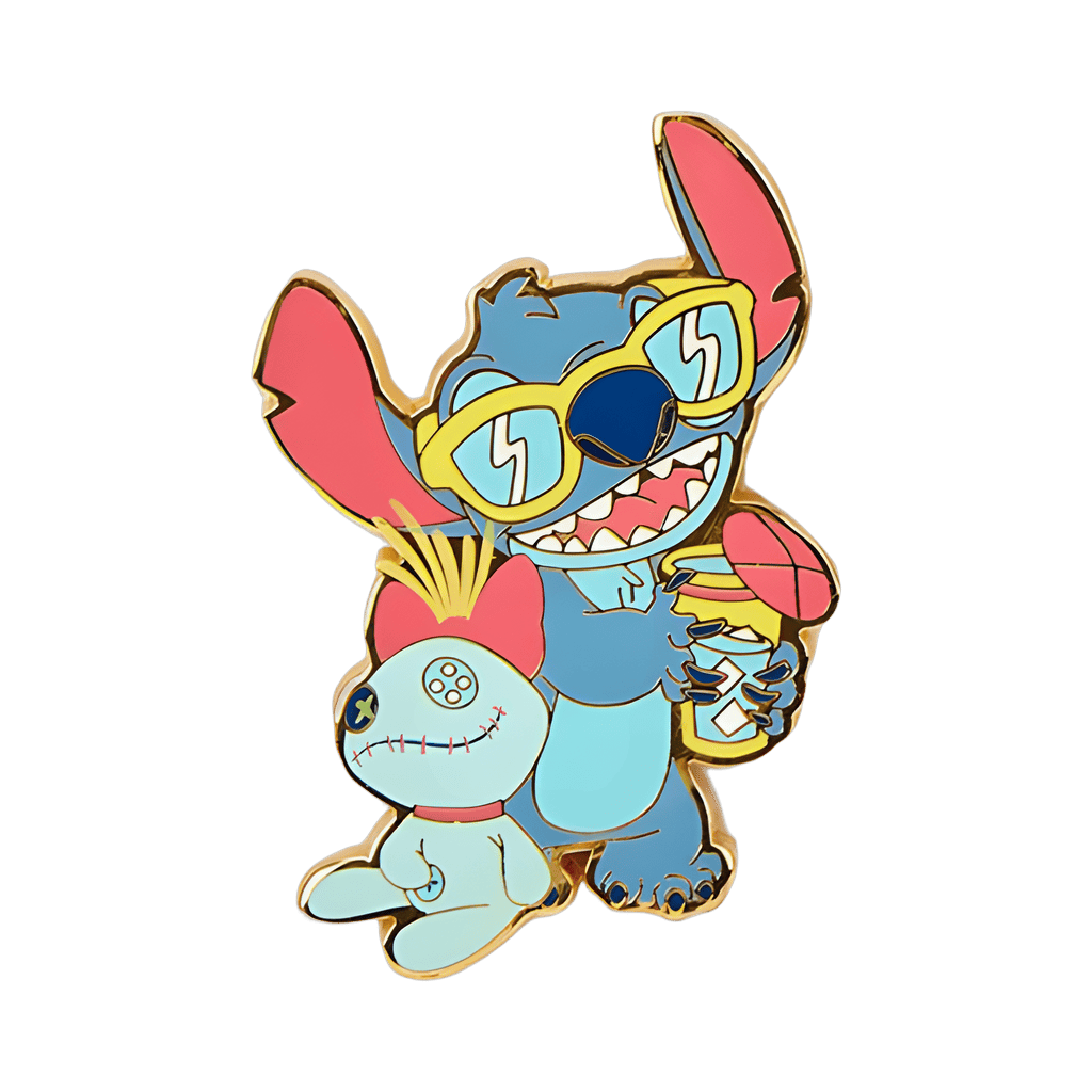 Stitch and Scrump with a Drink Disney pin
