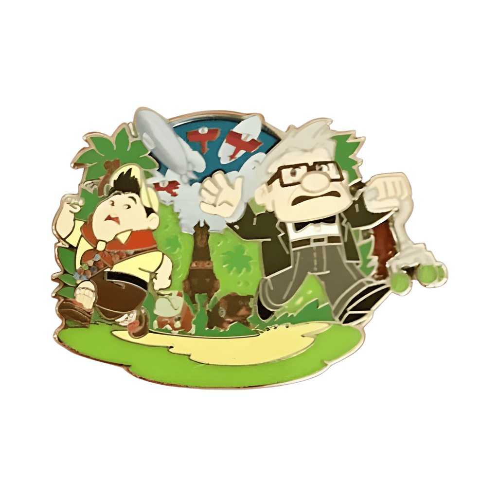 Russell and Carl Running from Airships Disney pin