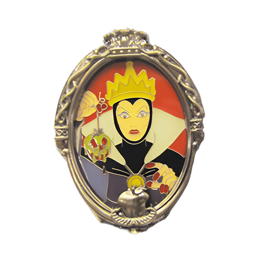 Evil Queen holding poison apple over cauldron Disney pin