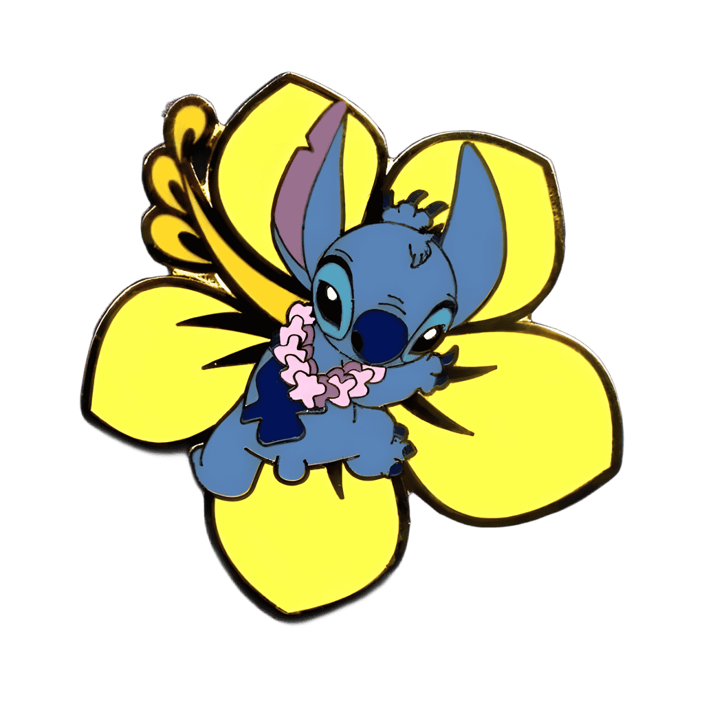 Stitch on flower with lei Disney pin