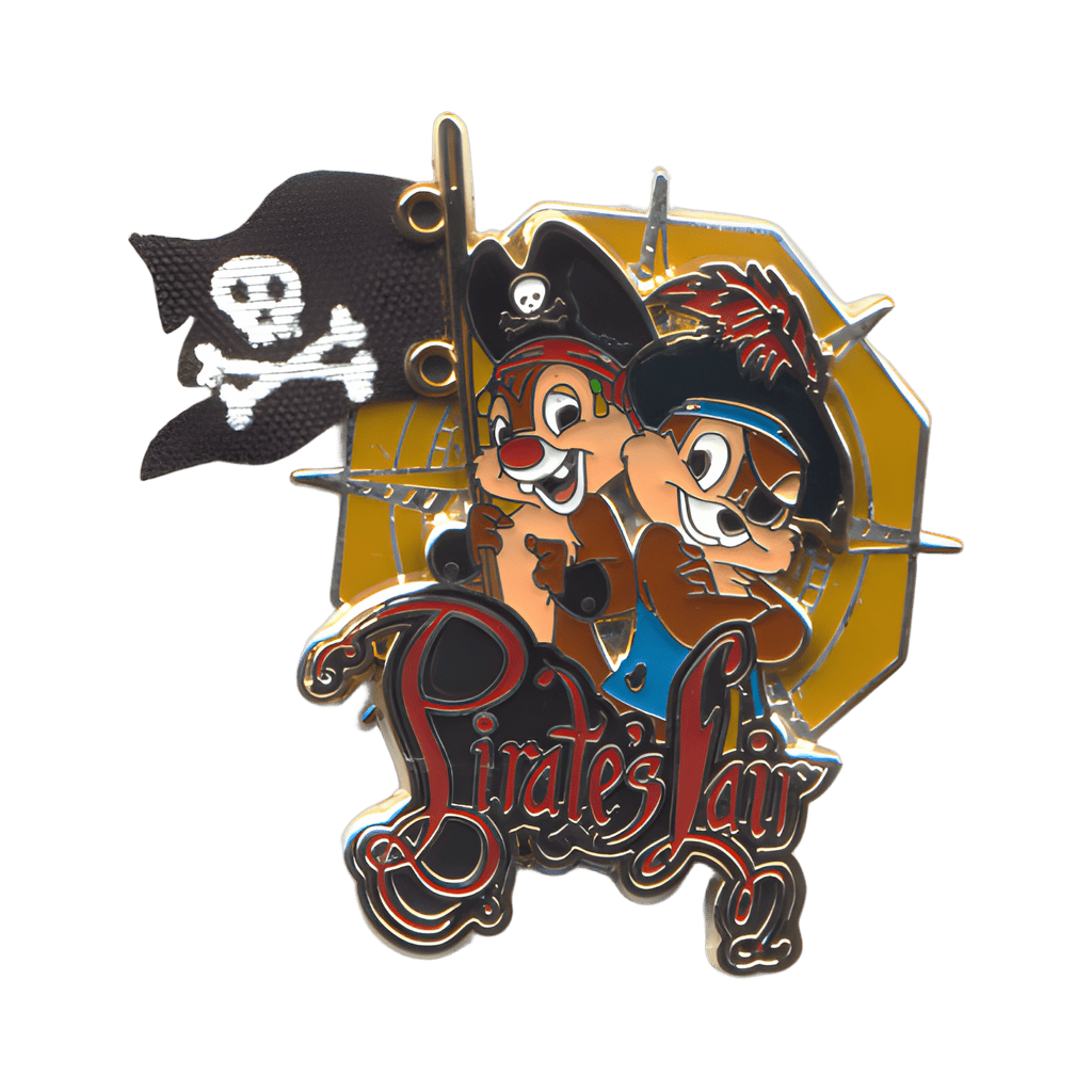 Chip and Dale pin on pin with pirate flag of cloth Disney pin
