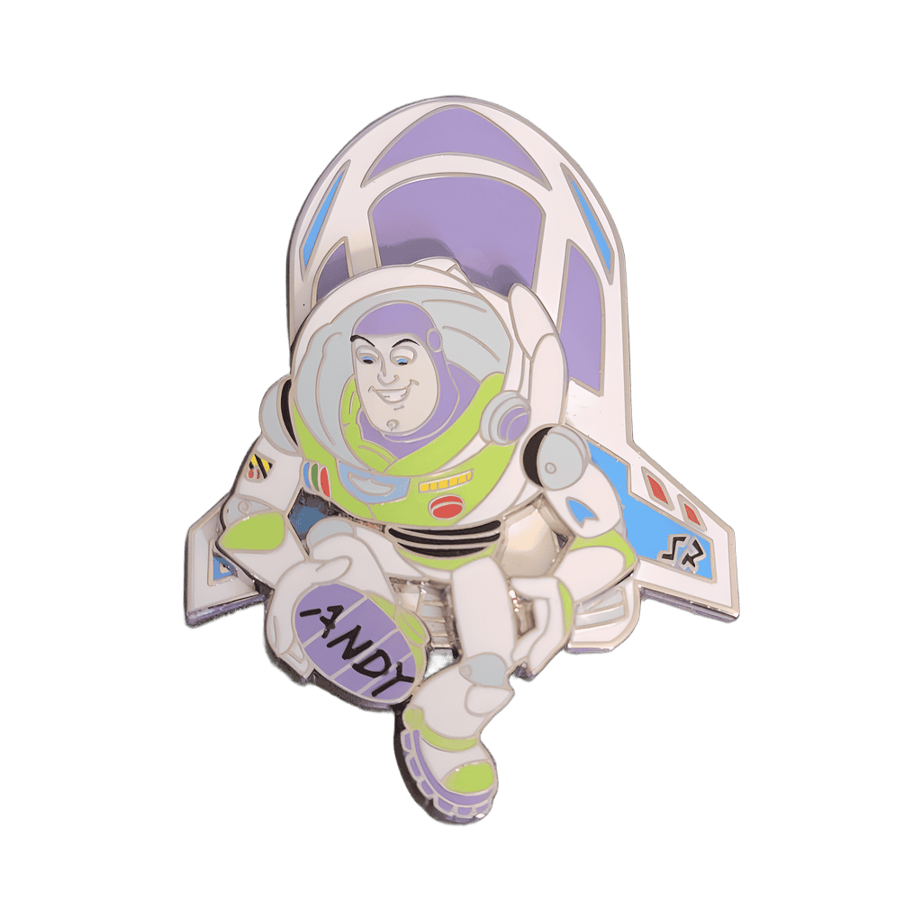 Buzz with rocket and ANDY on foot Disney pin