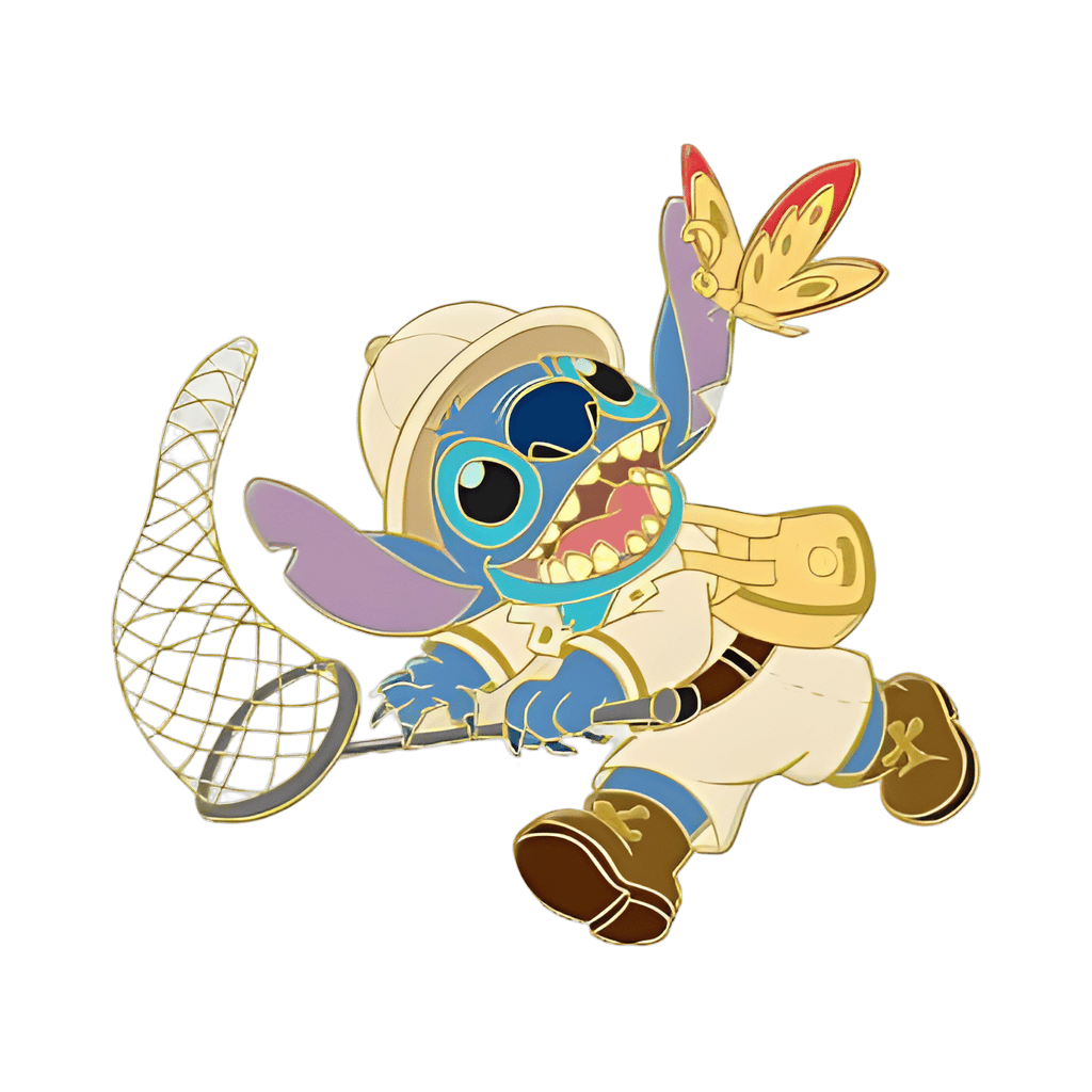 Stitch catching butterflies Disney pin