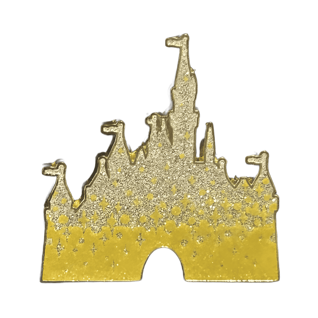 Yellow and Silver Glitter Castle Disney pin
