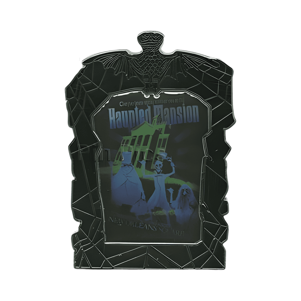 The Haunted Mansion Hitchhiking Ghosts Poster - Cobwebs and Bat Stanchion Frame Disney pin
