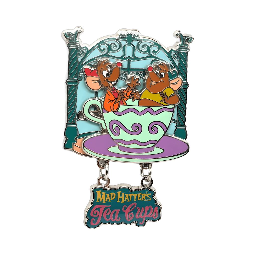 Jaq and Gus Riding Mad Hatter's Tea Cups Disney pin