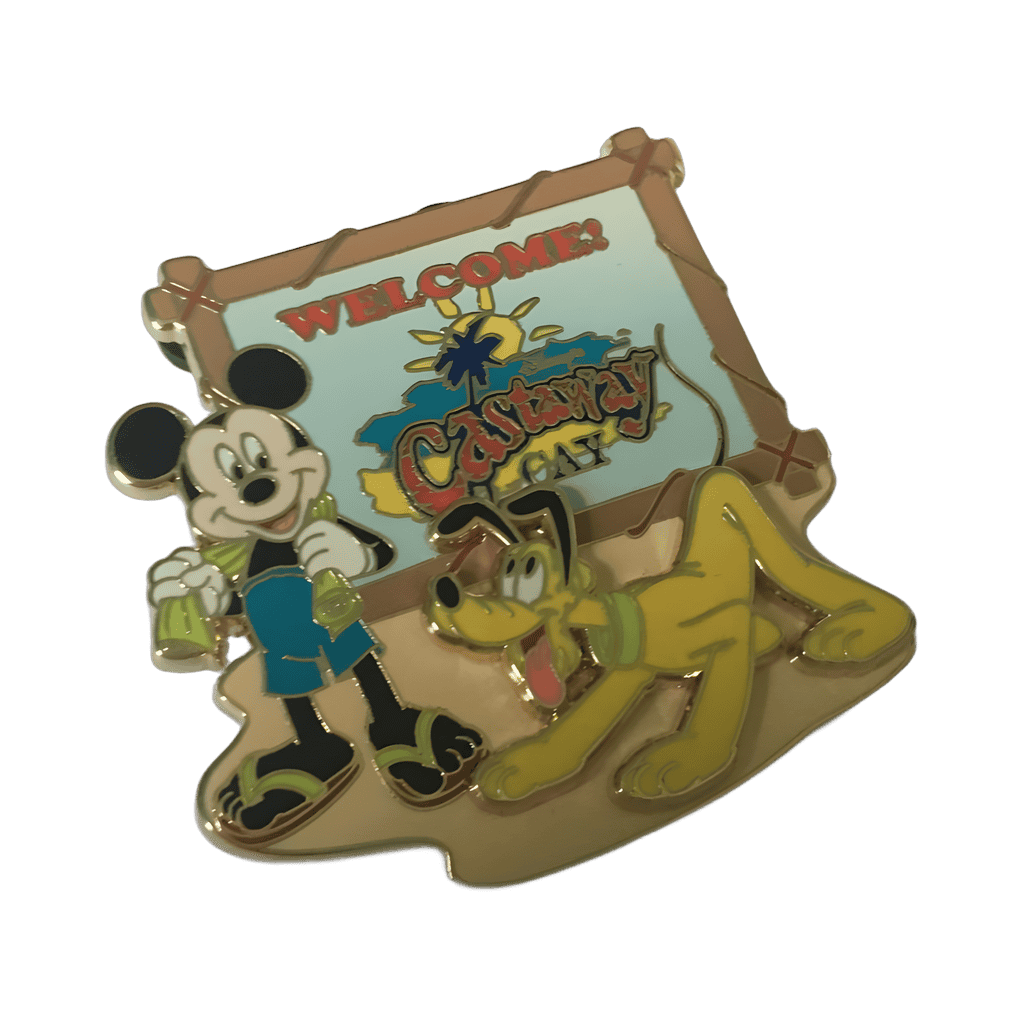Castaway Cay Sign with Mickey and Pluto Disney pin