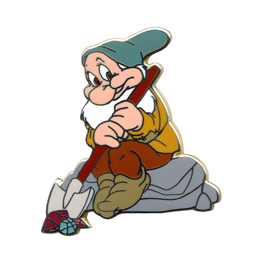 Bashful Sitting on a Rock Shovelling Jewels Disney pin