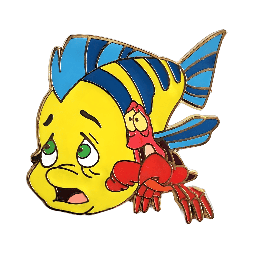 Scared Flounder and Sebastian Disney pin
