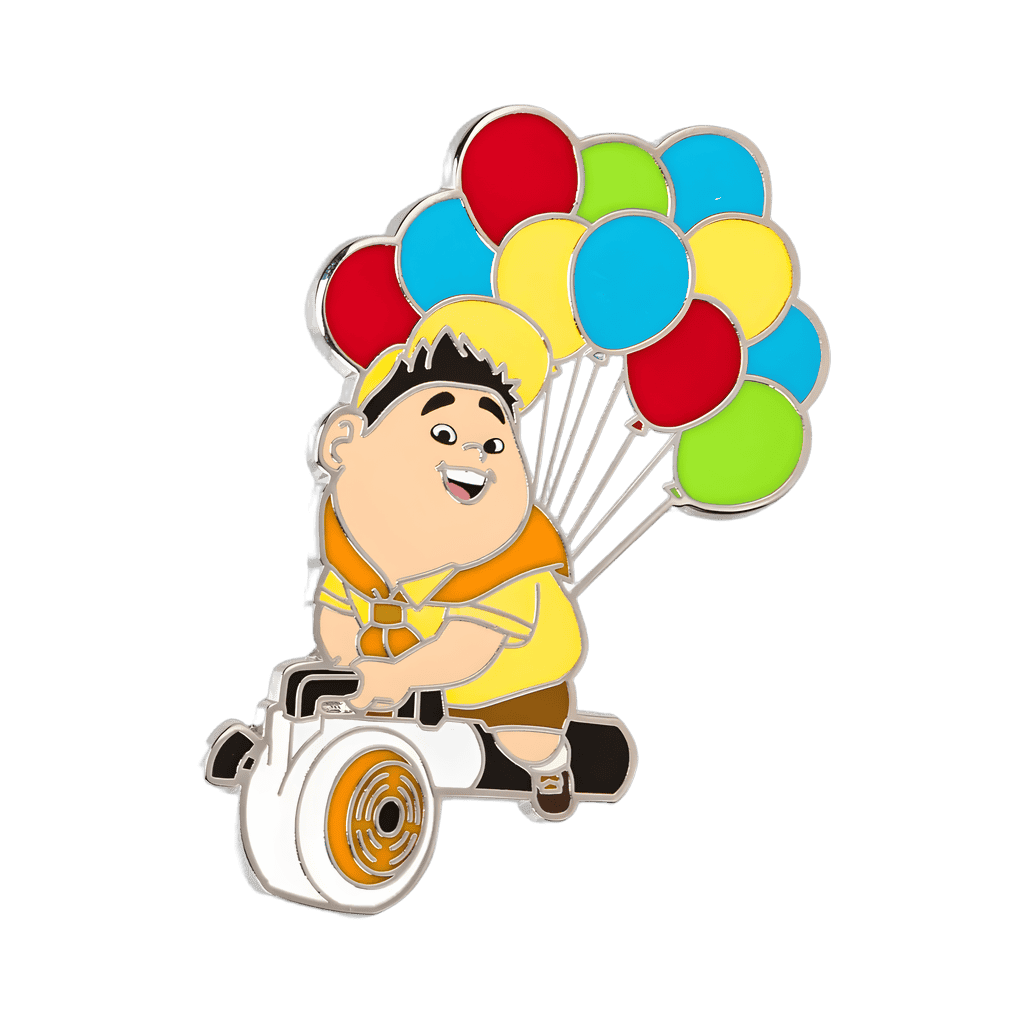 Russel riding on leafblower Disney pin