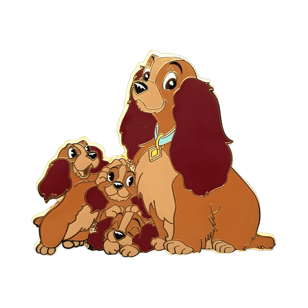 Lady with Puppies Gold Disney pin