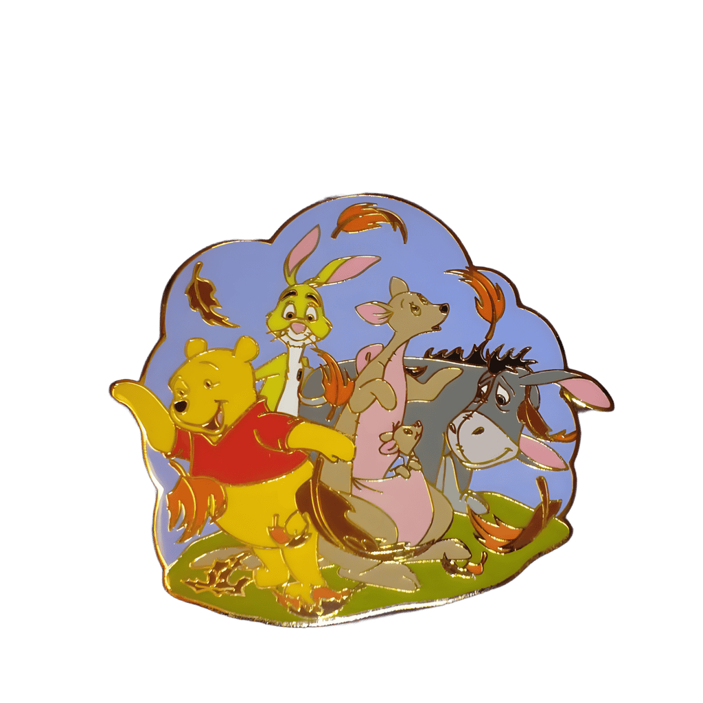 Pooh and Friends Standing in the Wind Lanyard Medal & Pin Disney pin