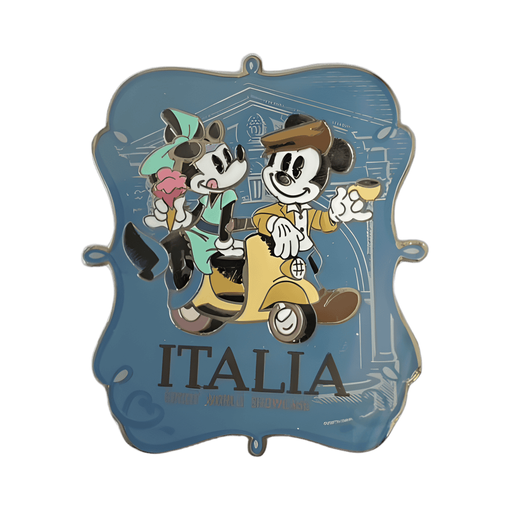 Italy Mickey and Minnie Mouse with Scooter and Snacks Disney pin