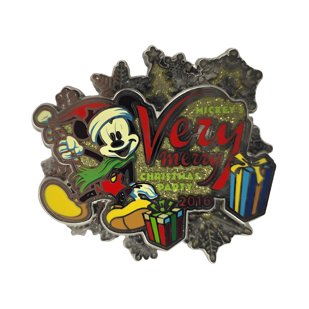 Mickey, Snowflakes, and Present Logo Disney pin
