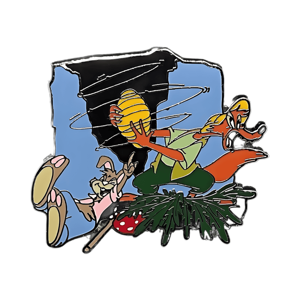 Brer Fox Holding a Beehive While Brer Rabbit Laughs Disney pin