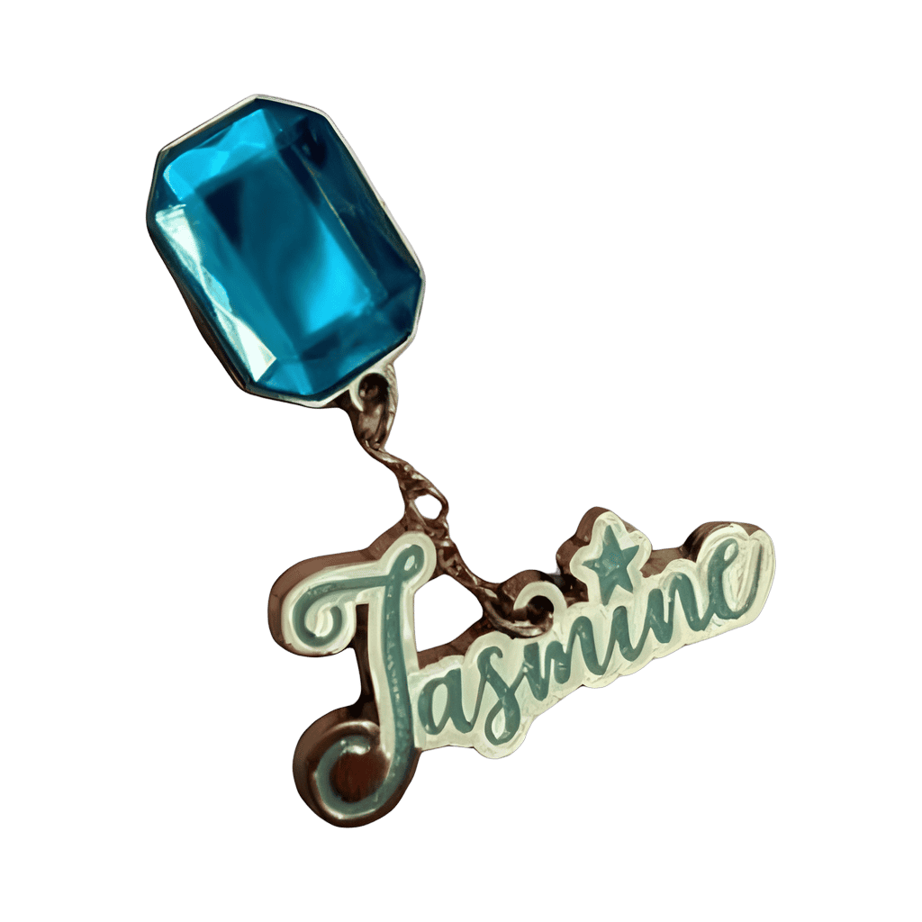 Gem with Jasmine name dangle Disney pin
