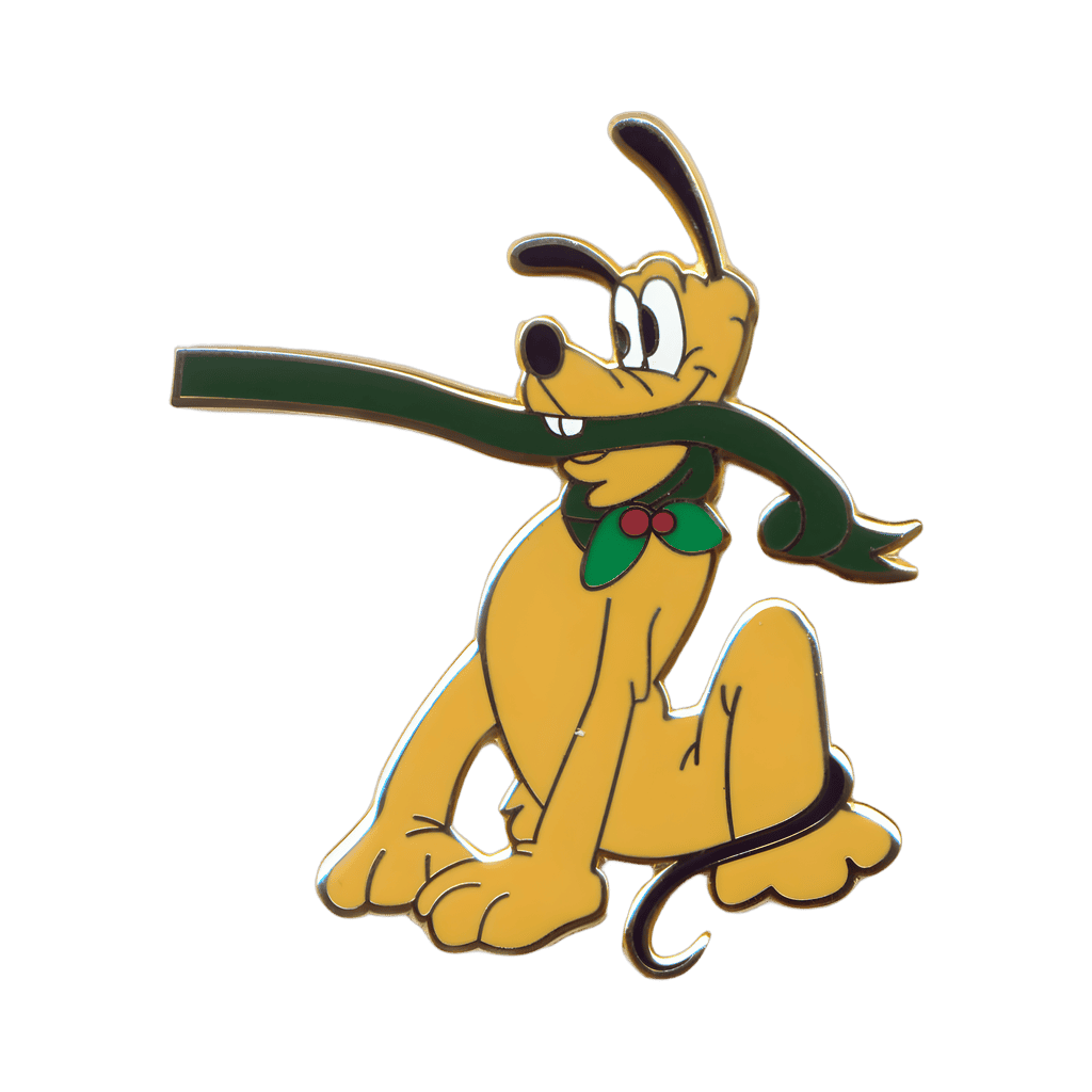 Pluto with a Green Ribbon in His Mouth Disney pin