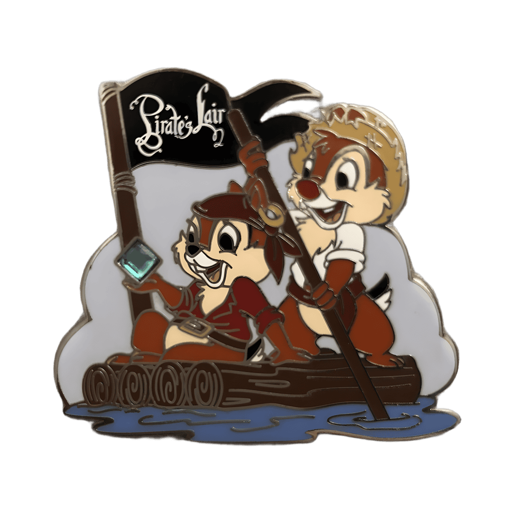 Chip and Dale on Tom Sawyer Island Raft Disney pin