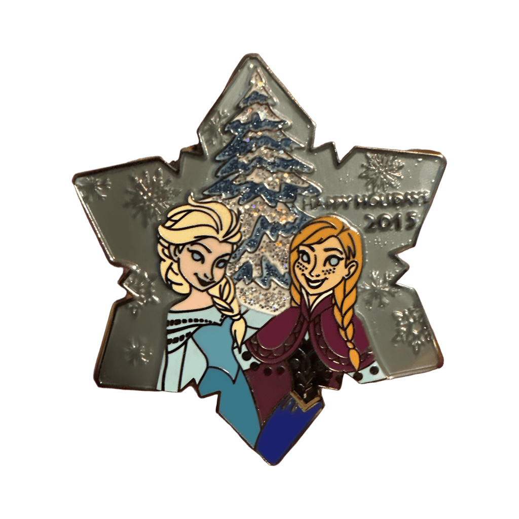 Anna & Elsa Jeweled Snowflake Happy Holidays Disney pin