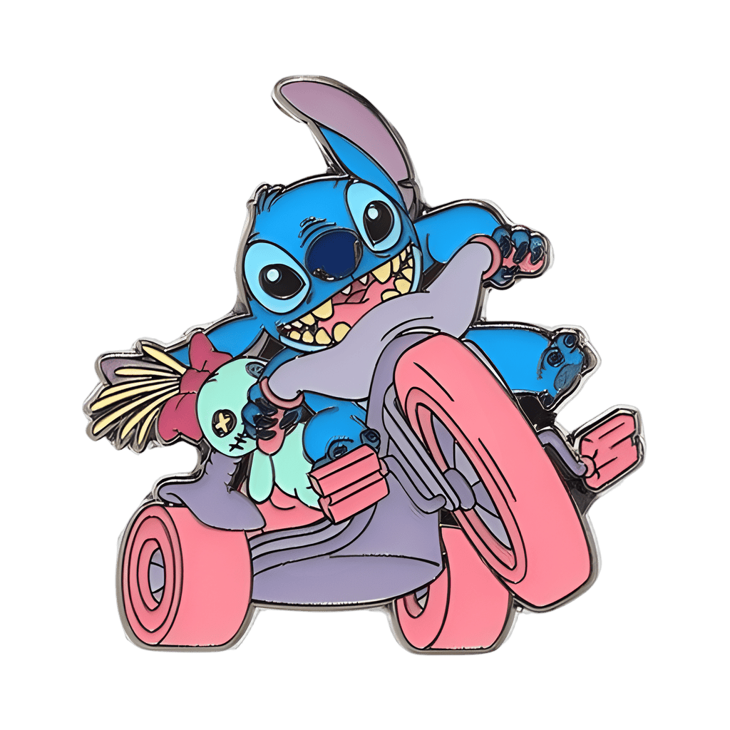 Stitch and Scrump riding bigwheel Disney pin