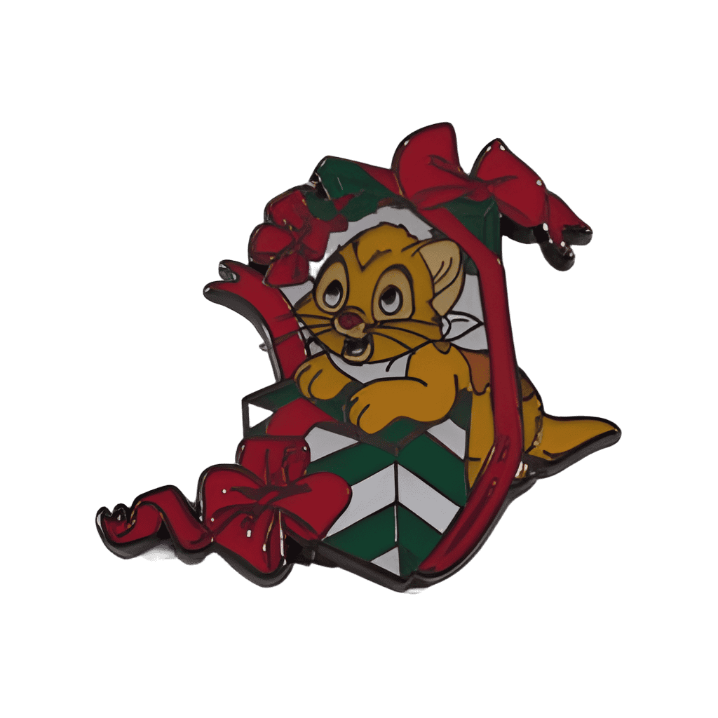 Oliver with Christmas present Disney pin