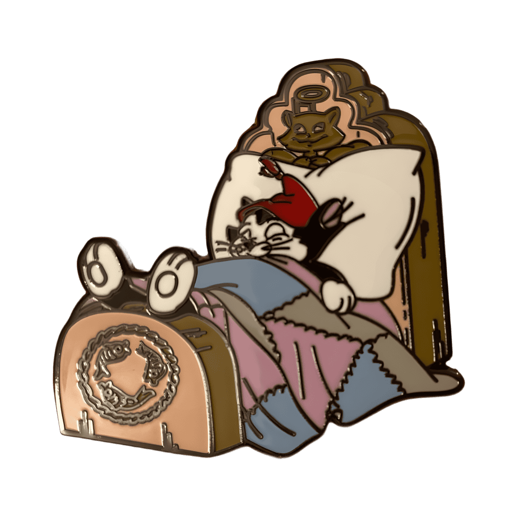 Figaro in bed Disney pin