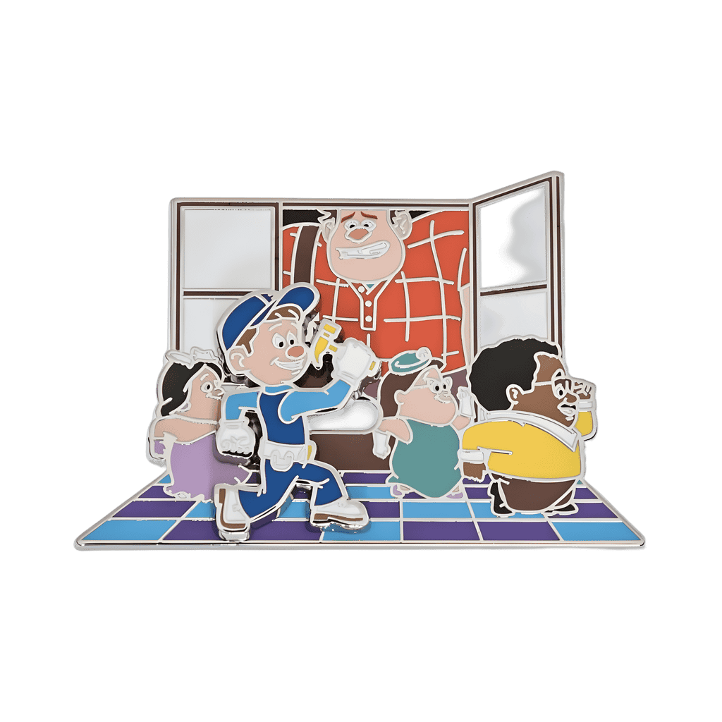 Fix-it-Felix and the Nicelanders Celebrating with Ralph in a Window Disney pin