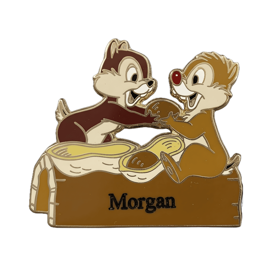 Chip and Dale with Peanuts on Log Disney pin