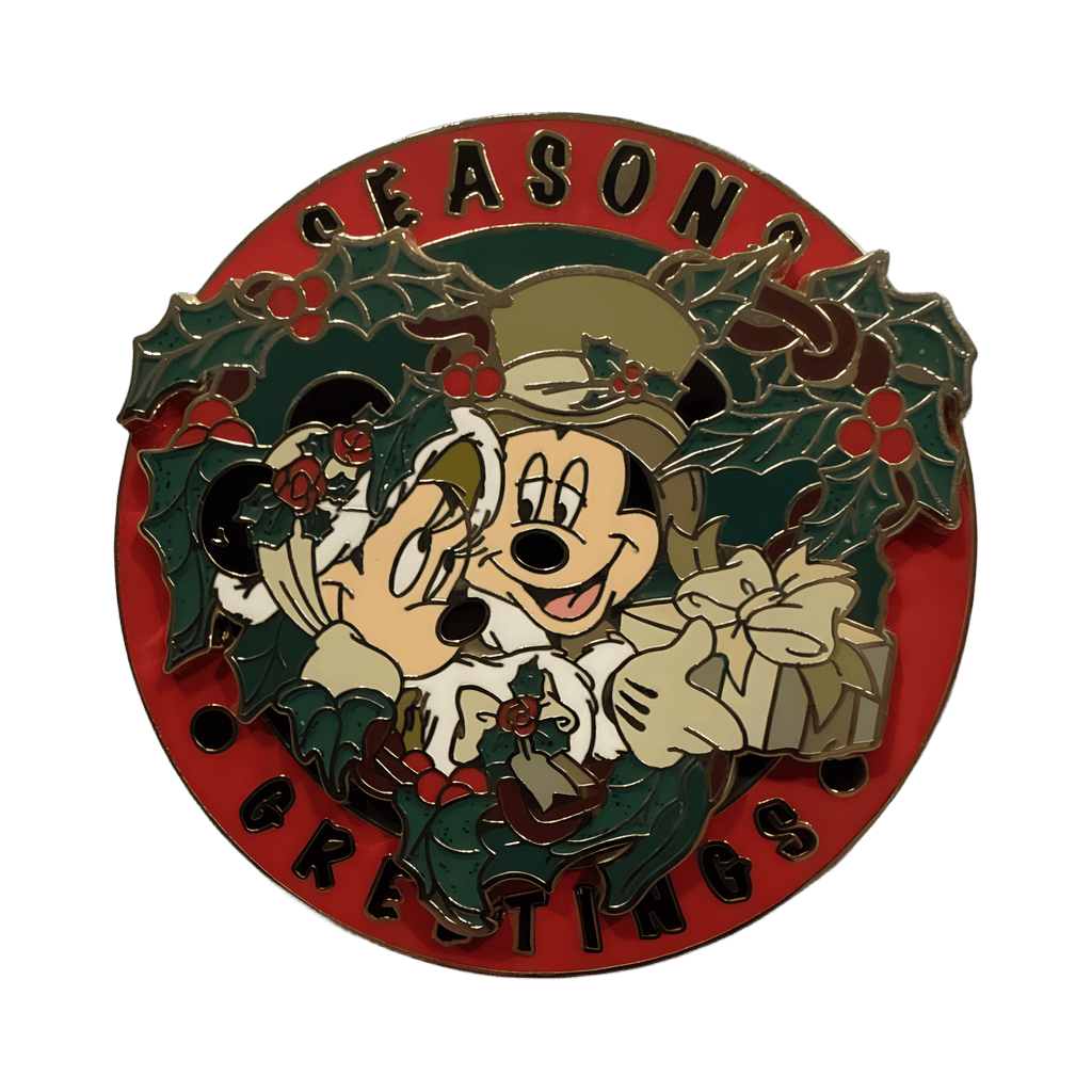 Seasons Greetings Mickey and Minnie Disney pin