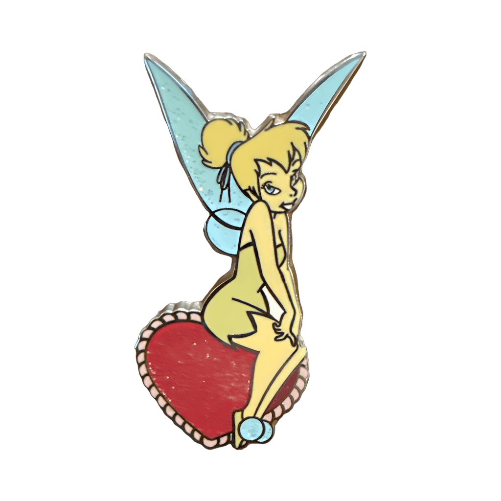 Tinker Bell Sitting on Red Heart Disney pin