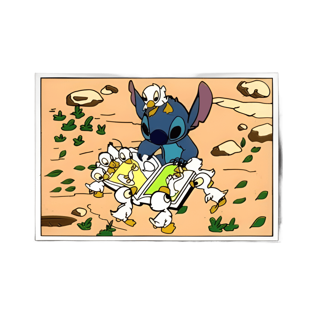 Stitch - Post Card #5 - Stitch with ducklings Disney pin