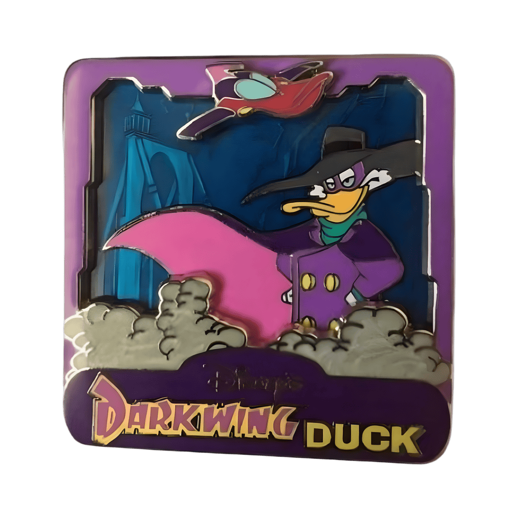 Variant 4 - Dark Purple Logo with Blue Background Disney pin