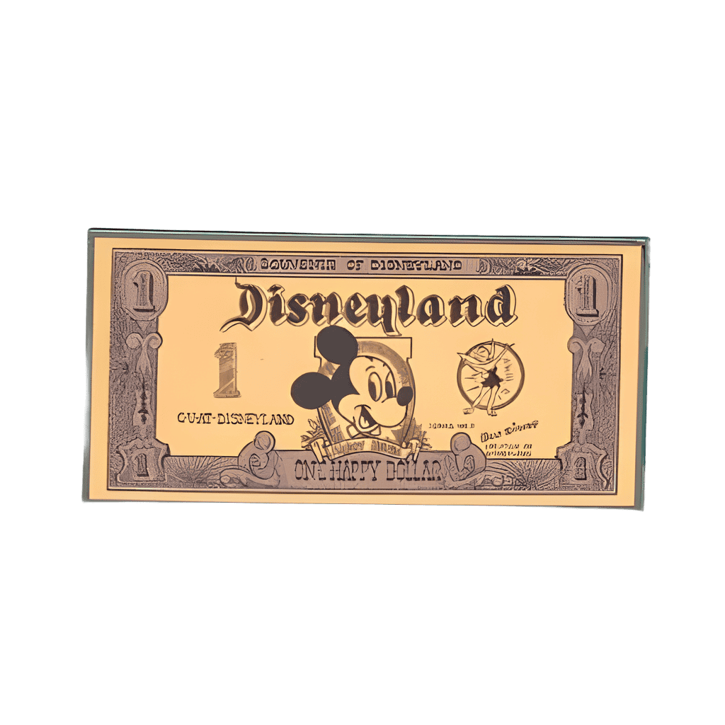 Mickey Mouse and Tinker Bell dollar bill Disney pin