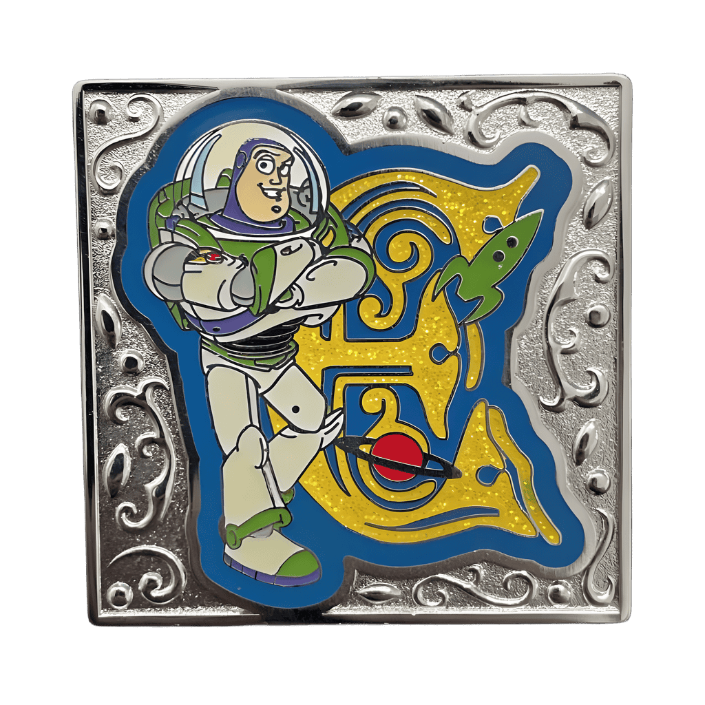 Buzz Lightyear (Yellow Glitter and Blue Filigree Letter E) Disney pin