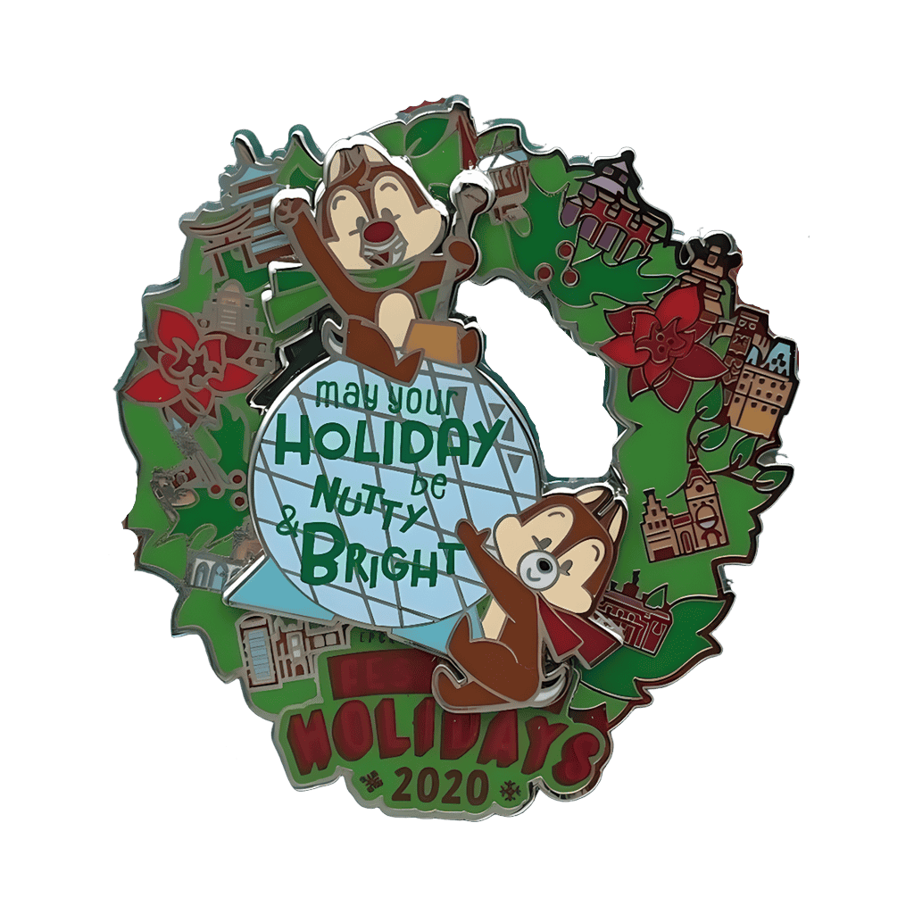 Chip & Dale May Your Holiday be Nutty Bright Disney pin