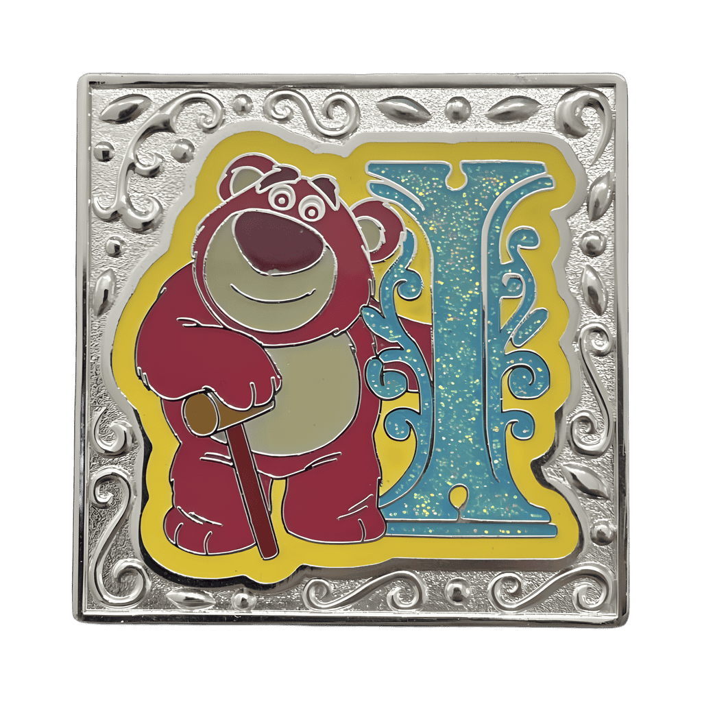 Lotso (Blue Glitter and Yellow Filigree Letter I) Disney pin