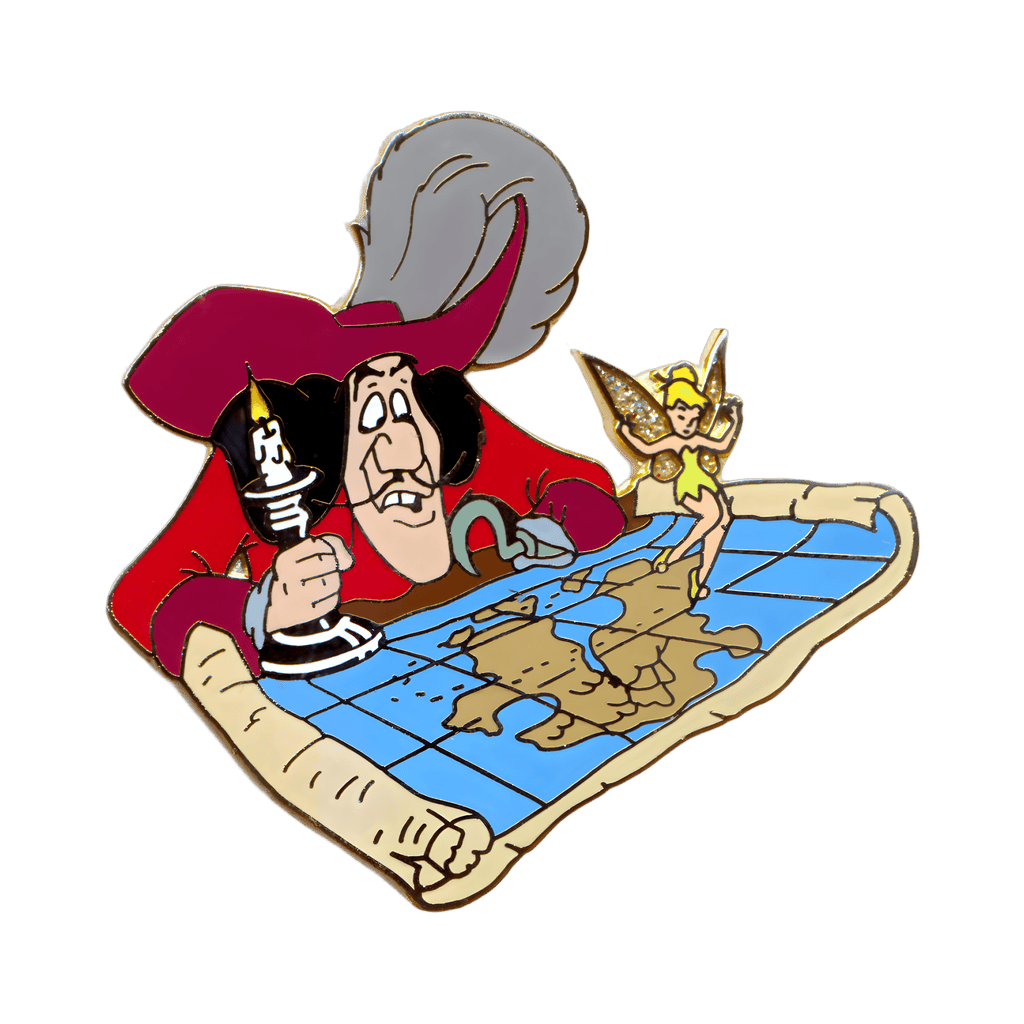 Captain Hook and Tinker Bell with a Map Disney pin
