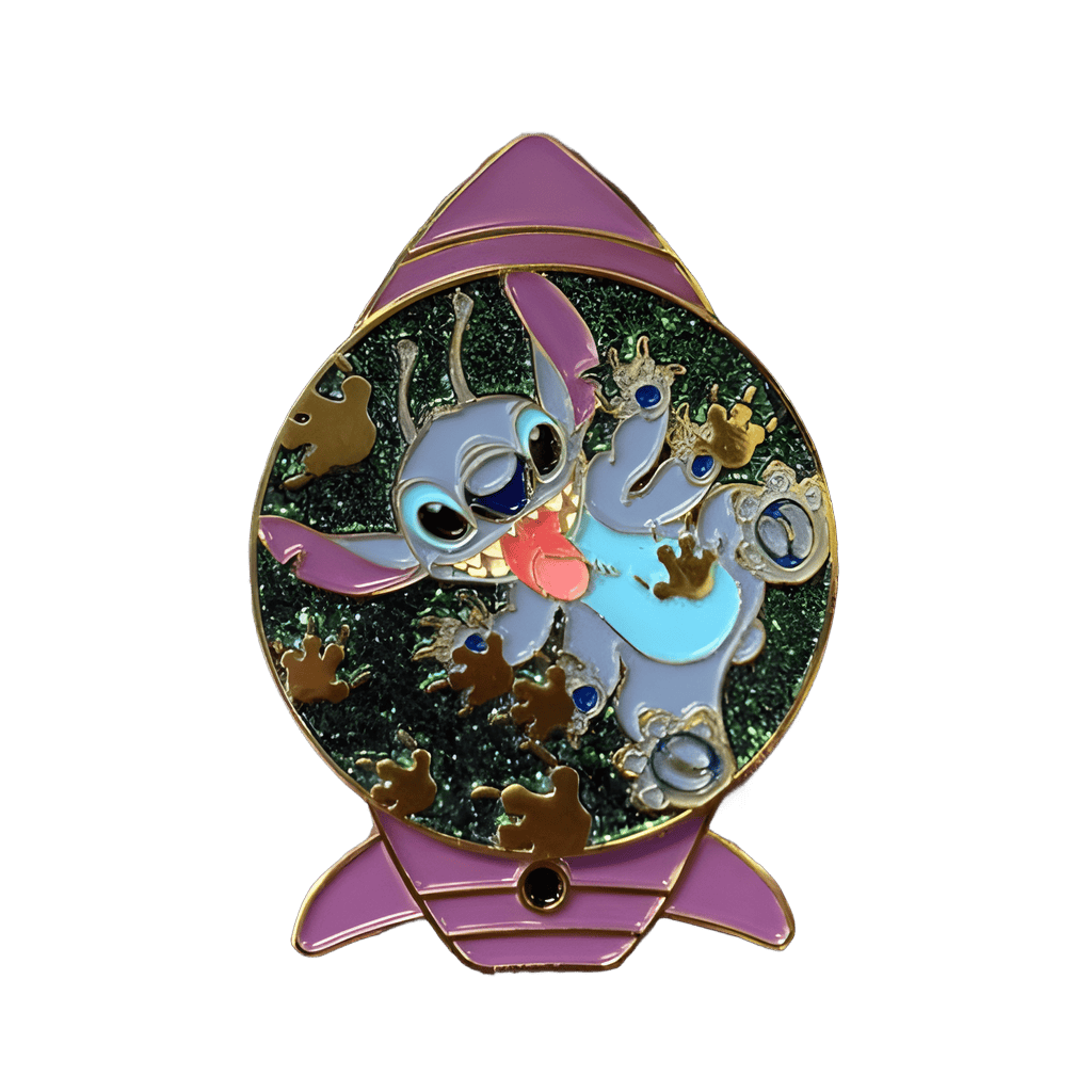 Stitch in a Purple Rocket Disney pin