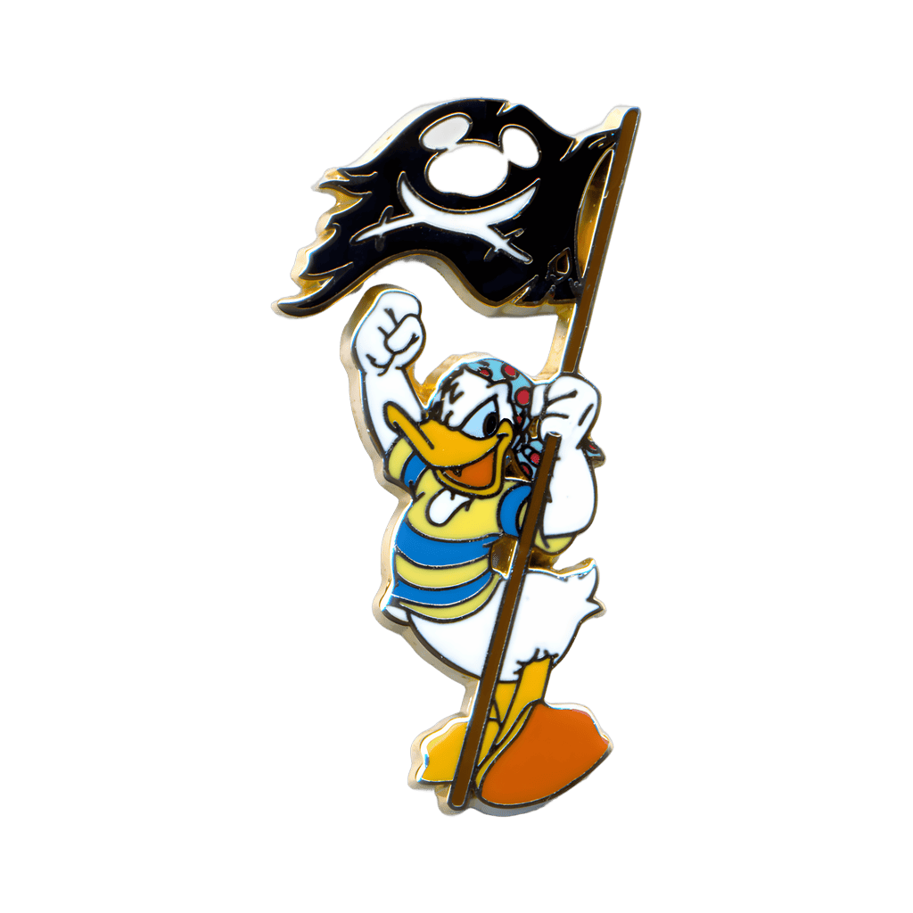 Donald Duck holding a Mickey Head Pirate Flag Disney pin